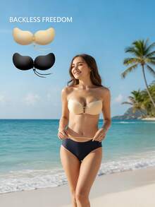 1/2 包 无肩带自粘式聚拢文胸，隐形露背芒果杯，低胸隐形文胸，适合搭配婚纱和晚礼服 - 彩色 - 查看 5