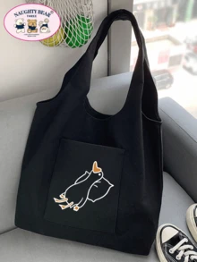 时尚百搭女士手提包，印有鸭子图案，容量大，重量轻，便携，适合少女、女大学生，非常适合返校、大学、初中、高中