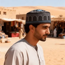 3pcs/2pcs/1pc Classic Ramadan Prayer Kufi Hat, Islamic Kufi Cap, Embroidered Turkish Arabic Flat Top Sun Hat (Head Circumference 58cm/22.8in), Suitable For Daily Wear, Festivals, Vacations, Ramadan Prayers - Multicolor - View 4