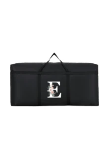 1 túi du lịch gấp gọn, ngăn chứa đồ cực lớn, chống thấm nước và chống ẩm, họa tiết chữ cái đầu cá nhân hóa, túi đựng đồ dùng giường ngủ dung tích lớn, túi xách tay bằng vải không dệt. - màu đen - Xem 22