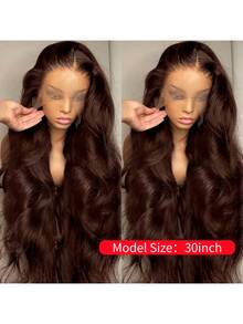 Coleen Dark Brown Body Wave Lace Front Wigs Human Hair Gluless Wigs Human Hair 13x4 Transparent Lace Human Hair Pre Plucked With Ear To Ear Baby Hair Brown Colored Wig #1B Natural Black 40 Inch Wig Human Hair Halloween Costumes Plus Size For Corpse Bride 260% Density - S2 - View 9