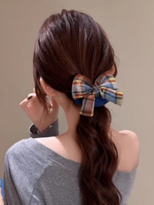 1个彩色蝴蝶结发圈，时尚发绳，适合秋冬季扎马尾辫 - 彩色 - 查看 5