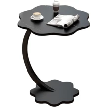 C-Shaped Sofa Side End Table Coffee Laptop Table,Lightweight Mobile Bedside Storage Rack,Living Room Bedroom - Black - View 3