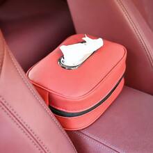 汽车座椅靠背悬挂式纸巾盒，多功能收纳袋，遮阳板纸巾架，男女通用便携式（黑色、红色、米色、灰色） - A - 查看 1