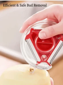 Apple Peeler "3-In-1" Multi-Functional Blade With Button For Easy Switching | Non-Slip Handle | Stainless Steel Kitchen Peeler Stainless Steel Potato Peeler, Slicer, Shredder, Vegetable And Fruit Peeler(1pc,Color Random) - 隨機顏色 - 查看 2