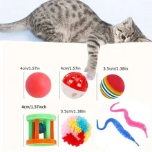 10pcs/Set Mainan Kucing Acak | Set Mainan Interaktif Multi-Kucing Tahan Lama | Mainan Kucing Peliharaan Berbagai Gaya, Cocok Untuk Semua Ras Anak Kucing - MultiWarna - View 5