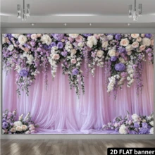 Purple Abstract Flower Backdrop Watercolor Painting Photography Background For Wedding Bridal Shower Birthday Party Portrait Shooting Video Studio Props - Multicolor 3 - View 3