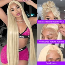 8-34 Inch #4 13x4 Lace Front Wig Human Frontal Hair #613 Blonde Wigs Straight Hair HD Lace Wig 200% Density Pre Plucked Natural Hairline Blended Hair Wigs Brazilian Straight Glueless Lace Front Wig For Women Party Festival Daily Use - S613 - View 6