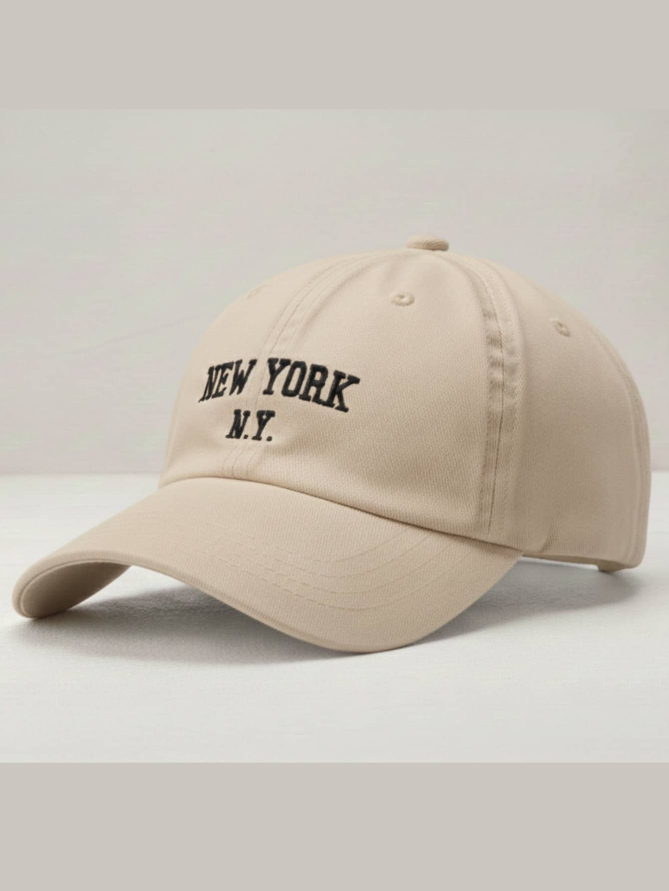 New York NY Premium Curved Brim Cap With Adjustable Strap, Men's, Women's, Casual, Unisex Polyester Embroidered Hat - 米色 - 查看 1