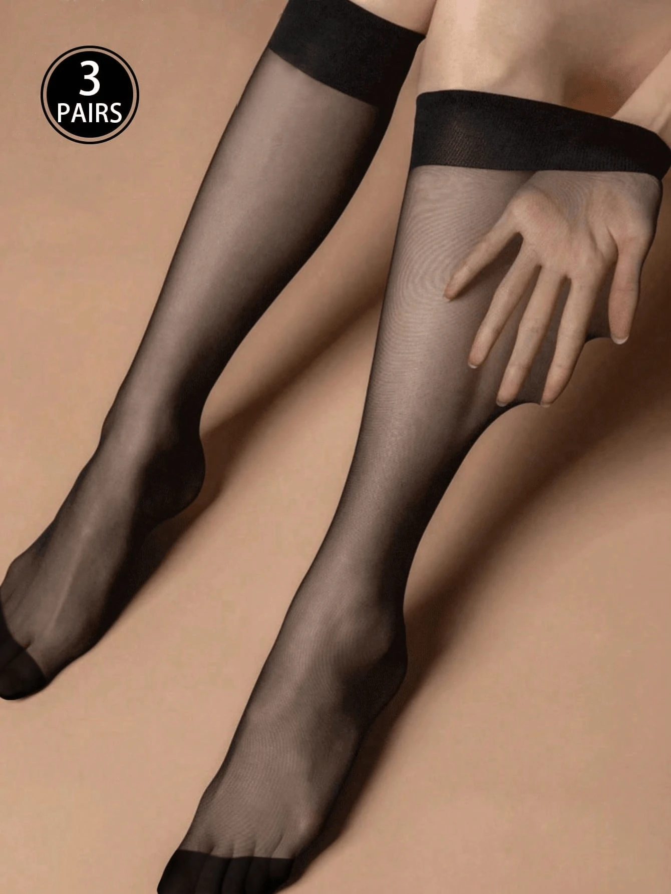 3 Pairs/Pack Women's 15d Black Stockings, Anti-Hook Core-Spun Silk Stretchy Thigh-High Socks, Suitable For Various Occasions And Halloween Costume, Fall, Cozy - Black - View 1