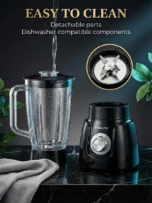 SOKANY SK-185 Multi-Function Mixer 2-In-1 Food Processor, Equipped With 500W High Power, 1500ML Large Capacity, Equipped With Coffee/Spice Grinder, Stainless Steel Blade, Multi-Function For Minced Meat And Vegetable Juice, Grinding Beans, Convenient And Practical Family Kitchen Use, Processing Various Ingredients, Is The Perfect Gift For Valentine's Day, Thanksgiving, Christmas And Other Festivals