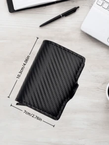 1pc Black, Brown, Pink, Blue Light Luxury Anti-Theft Brush Aluminum Box Card Bag, Large Capacity Double-Layer Card Box, Multifunctional Storage Card Bag Wallet, High Aesthetic Value Suitable For Travel And Daily Use, Compact And Portable Card Bag, Wallet - Multicolor - View 16