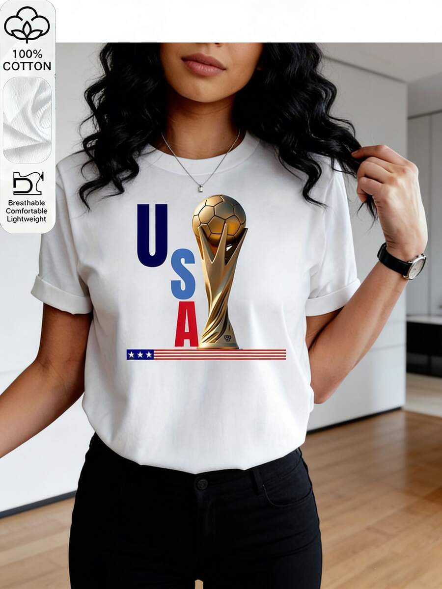 Camiseta de algodón grueso de EE. UU. del Mundial 2026 ropa informal unisex180G ofrece comodidad y durabilidad atemporales. Con un corte elegante y una textura suave, es tu esencial diario perfecto: fácil de combinar para looks casuales, aventuras de fin de semana o días relajados en la oficina. Un must-have en tu armario que se siente tan bien como se ve. Pensado, simple y con un estilo desenfadado - un regalo que ella realmente amará. - BLANCO - Ver 1