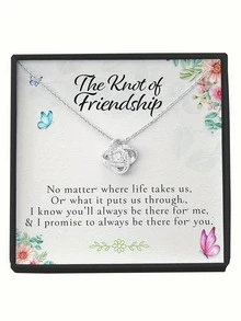 友情与爱情项链，优雅女士项链，送给爱人的礼物，镶嵌立方氧化锆，附赠祝福卡和礼盒，精致女士珠宝 - 銀色的 - 查看 2