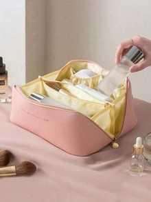 1个多功能旅行化妆包，大容量多层化妆包，PU皮革防水化妆包，女士旅行洗漱包，轻便洗漱化妆品收纳包，化妆品收纳袋，旅行和居家化妆品收纳包 - 彩色 - 查看 16