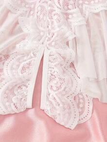 Princess-Style Lace Bodysuit With Skirt And Sexy Opening + Cleavage. - 白色 - 查看 2