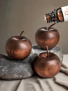 1/2pcs Natural Wooden Aroma Diffuser - Apple Shaped Essential Oil Diffuser, Elegant Brown Woodgrain, Non-Flammable, Easy Operation, Automatic Diffusion System, Suitable For Home, Car And Office - Air Freshener, Holiday Gift - Ideal For Bedroom, Living Room, Spa Decoration - Natural Wooden Material, Apple Shaped Aroma Diffuser, Improve Air Quality, Fashionable Home Decor, Home Decoration, Christmas Decoration, Room Decoration, Christmas Gift - Multicolor - View 2