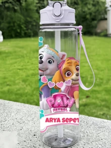 Paw Patrol 750毫升旅行杯，带提手、吸管和杯盖，可爱图案，高品质，防漏防震耐用，户外运动水壶，大容量便携杯，适合短途旅行、徒步、野餐、跑步、健身、母亲节、万圣节、圣诞节、感恩节、父亲节、情人节、学生礼物、送给家人、男女朋友、生日、毕业典礼等场合，男女通用。 - 彩色 - 查看 7