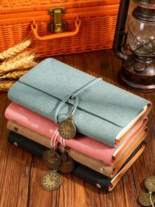 1 PC A6 Refillable Journal – PU Fabric-Grain Leather Cover, Delicate & Durable Water-Resistant Note-Taking Notebook/Diary. Portable & Slim For Travel, Ideal For Students, Professionals & Journal Enthusiasts – Excellent Gift For Daily Documentation. - Multicolor - View 1