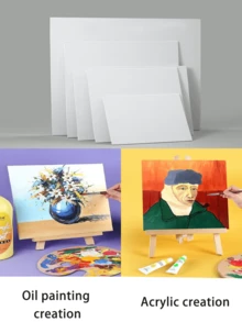 12pcs Portable Painting Boards, Suitable For Oil Painting, Acrylic, Watercolor And Gouache Creative Painting, Artist Preferred - White - View 3