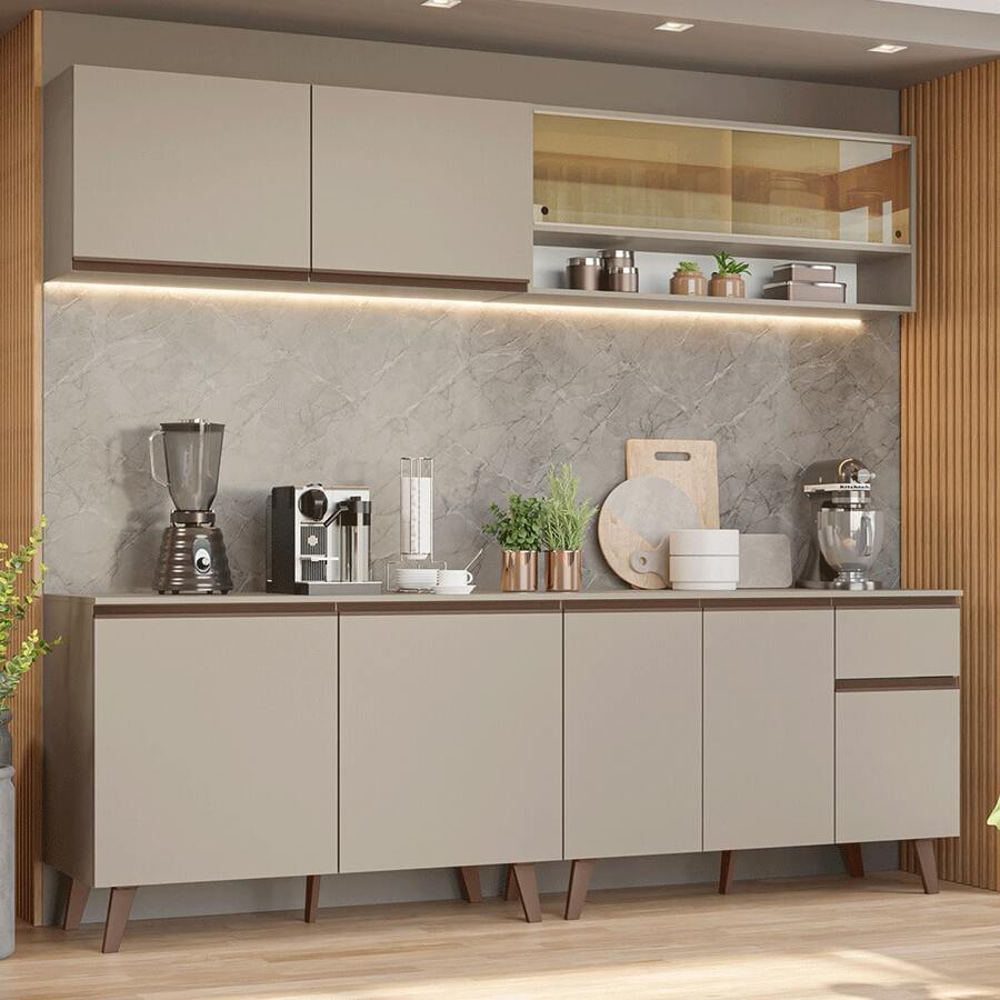 Cocina Integral Completa Modular Madesa Nice 240cm Crema 03 - Beis - Ver 1