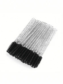 100/500pcs Disposable Black Eyelash Mascara Brush, Eyebrow Brush, Mini Makeup Brushes - Eyebrow Brush, Eyeshadow Brush, Spiral Brush - Black - View 3