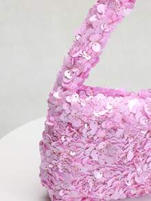 1件雕塑感包包，优雅亮片闪耀简约女士手提包/手拿包，适合晚宴、夜总会、盛大晚会等场合。 - 淡紫色 - 查看 6