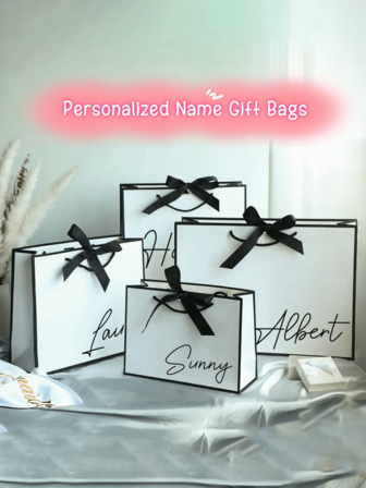 Personalized Name Gift Bags, Ribbon Tie Gift Bags, Thank You Gift Bags, Birthday Gift Bags, Wedding Gift Bags, Bridesmaid Gift Bags, Personalized Gifts, Wedding Party Favors, Gifts, Proposal Gifts, Wedding Gifts, Christmas Gifts, Custom Gifts, Multifunctional, Durable, Decorative, Reusable, Mildew-Proof, Sealed, Exquisite, Fashionable