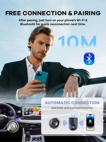 REMAX 2-In-1 Wireless CarPlay & Android Auto Adapter; Plug & Play Compatible With IPhone/Android; Lag-Free Connection; Mini Size With Extension USB-C/Type-C; Fits 900+ Cars; - M27 - View 9