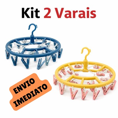 KIT com 2 Varal Roupa Íntima Multiuso Com 18 Prendedores Para Calcinha Cueca Sutiã Biquíni Meias Lavanderia