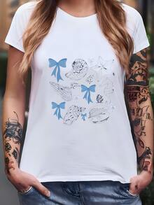 Camiseta De Coquete Del Mar: Al Bow Hoodie Camiseta - Blanco - Ver 1
