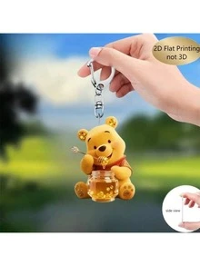 迪士尼2D平面钥匙扣“小熊维尼和蜂蜜” | 可爱又温馨的配饰，采用耐用亚克力材质，官方授权圣诞装饰品，适用于汽车、包包等。圣诞礼物。2D平面情人节粉色钥匙扣，斋月礼物 - 彩色 - 查看 5