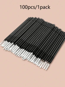 100 Pieces White And Black Cotton Swab Brushes For Lash Extension Tools - Black - View 6