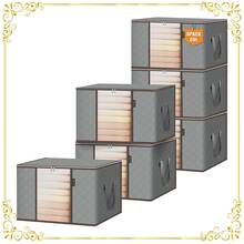 90L Clothes Storage Bags Large Storage Box With Lid Packing Boxes For Moving House Fabric Clear Window For Clothes Duvet Blankets Bedding - Grey - View 1