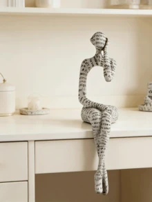 Tác phẩm điêu khắc "Người suy tư", một món đồ trang trí nhà cửa màu trắng, là một tác phẩm nghệ thuật trừu tượng hiện đại phù hợp để trang trí giá sách, bàn làm việc, văn phòng và phòng khách. Đây là món quà tuyệt vời dành cho những người yêu sách. - Nhiều màu - Xem 11