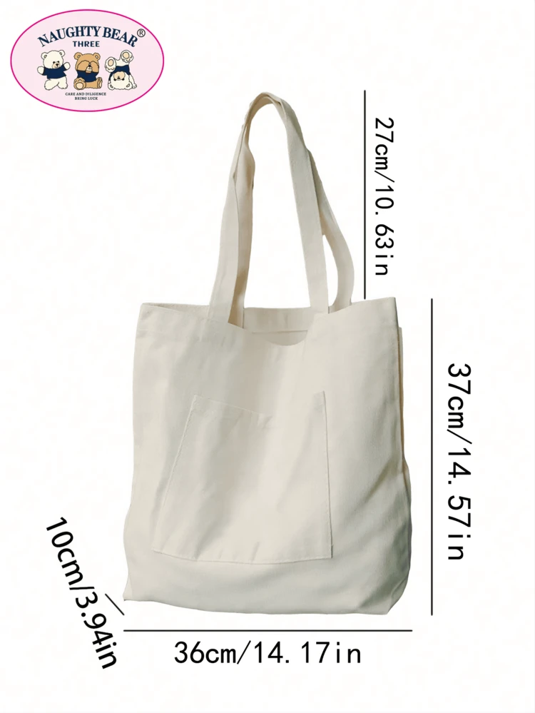 Women's Simple Canvas Tote Bag, Open-Top Canvas Shoulder Bag, Handbag, Simple School Bag For Elementary, High School And College Students, File Folder Bag, Travel Bag, Literary School Bag & Bookbag For Women Or Students, Perfect For Books, Shopping, Back To School And More