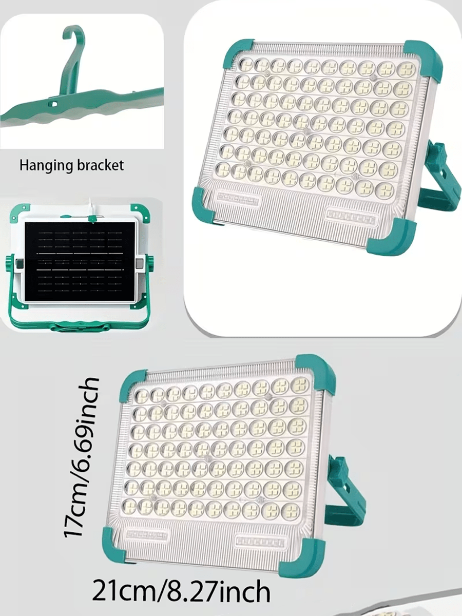 1pc 296 LED Portable Solar Camping Light, 5 Brightness Levels, Rechargeable, Suitable For Hiking, Fishing, Night Market And Other Outdoor Activities & Emergencies - Mint Green - View 5