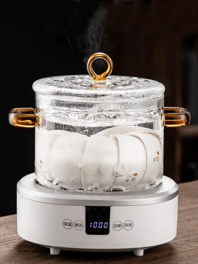 1pc Amber Glass Teapot, Made Of High Potassium Silicate Glass Material With High Transparency, Heat Resistant, Suitable For Hot And Cold, Odorless, And Reliable. The Unique Double-Ear Design Is Non-Stick And Provides Excellent Heat Insulation.