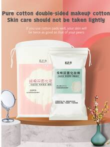 Double-Sided Makeup Remover Pads | 2-In-1 For Cleansing And Toning | Low Allergenicity, Non-Shedding, Resealable Packaging - White - View 12
