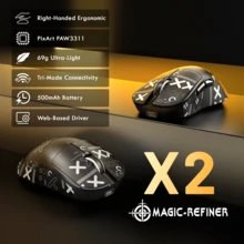 ATTACK SHARK * MAGIC-REFINER X2 69g Superlight Wireless Gaming Mouse, BK3633 Tri-Mode BT/2.4G Wireless/Wired Mouse, 25000 DPI, 1000Hz Polling Rate, 500mAh, Med To Large Hand Size, 5 Programmable Buttons For PC/ Gamer - White/ Black & Tape - Multicolor - View 3