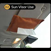 汽车座椅靠背悬挂式纸巾盒，多功能收纳袋，遮阳板纸巾架，男女通用便携式（黑色、红色、米色、灰色） - A - 查看 4