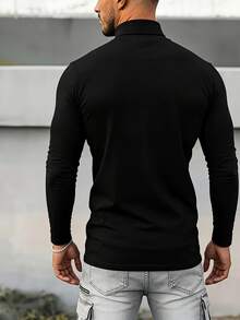 ALTZTAR Herren minimalistisches Rollkragen Bedrucktes T-Shirt, geeignet für Pendeln und Lässig Wear im Frühling/Sommer - Schwarz - Übersicht 2