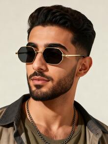 1pc Men's Metal Full Frame Personalized Exquisite Fashion Glasses, Suitable For Holiday Gift Shopping, Parties, Family Outings, Dates And Other Occasions, Fits Various Face Shapes - Multicolor - View 11
