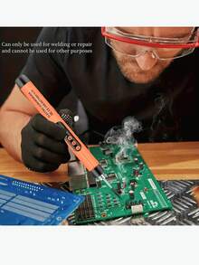 USB Soldering Iron Kit With Digital Display, Adjustable Temperature Control, Ceramic Heating Element, Rechargeable 1000mAh Lithium Ion Battery, USB Powered, Comes With Rosin, Soldering Wire, Stand And Carrying Case