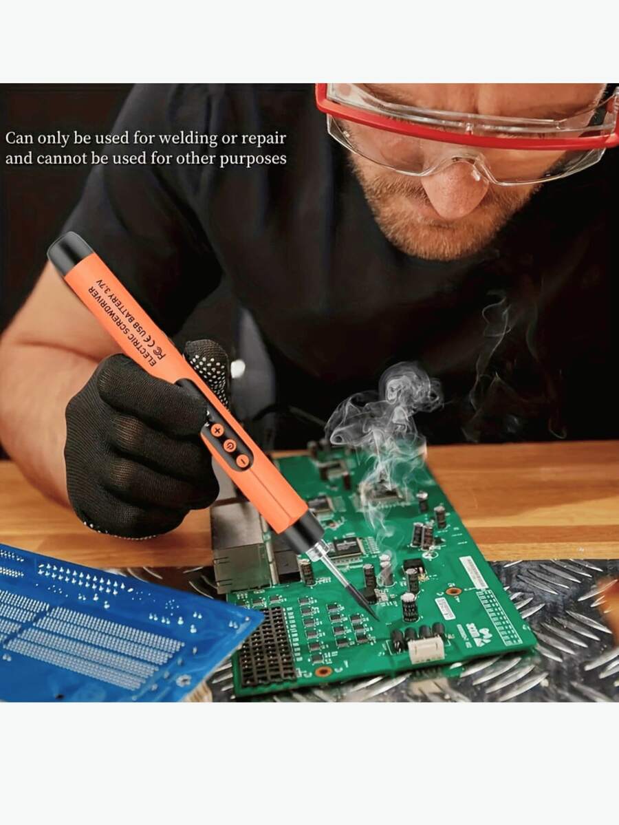 USB Soldering Iron Kit With Digital Display, Adjustable Temperature Control, Ceramic Heating Element, Rechargeable 1000mAh Lithium Ion Battery, USB Powered, Comes With Rosin, Soldering Wire, Stand And Carrying Case