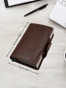 1pc Black, Brown, Pink, Blue Light Luxury Anti-Theft Brush Aluminum Box Card Bag, Large Capacity Double-Layer Card Box, Multifunctional Storage Card Bag Wallet, High Aesthetic Value Suitable For Travel And Daily Use, Compact And Portable Card Bag, Wallet - Multicolor - View 15