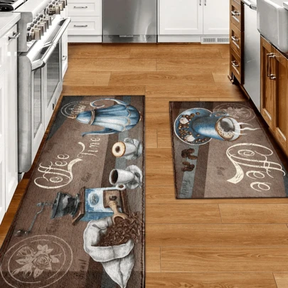 שטיח מודפס בנושא קפה אחד, שטיח דמוי צמר - סופג במיוחד, קל לניקוי, מתאים לעיצוב הבית, בית כפרי, כניסה, פנים, חדר, מטבח, פינת אוכל, משרד קטן/משרד ביתי, כיור, חדר כביסה, שטיח כניסה, שטיח מטבח, שטיח מונע החלקה