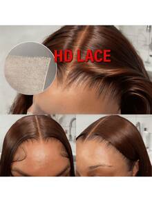 Coleen Dark Brown Body Wave Lace Front Wigs Human Hair Gluless Wigs Human Hair 13x4 Transparent Lace Human Hair Pre Plucked With Ear To Ear Baby Hair Brown Colored Wig #1B Natural Black 40 Inch Wig Human Hair Halloween Costumes Plus Size For Corpse Bride 260% Density - S2 - View 8