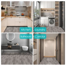 10pcs 40x15cm Vinyl Peel And Stick Floor Tiles, PVC Coated Natural Removable And Adhesive Flooring, For Bathroom/Kitchen/Bedroom, Easy To Install And Remove - 40x15cm 10pcs - View 5