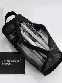 大容量透明铅笔盒，拉链圆筒笔筒，简约文具收纳，适用于学校和办公室 - 彩色 - 查看 5